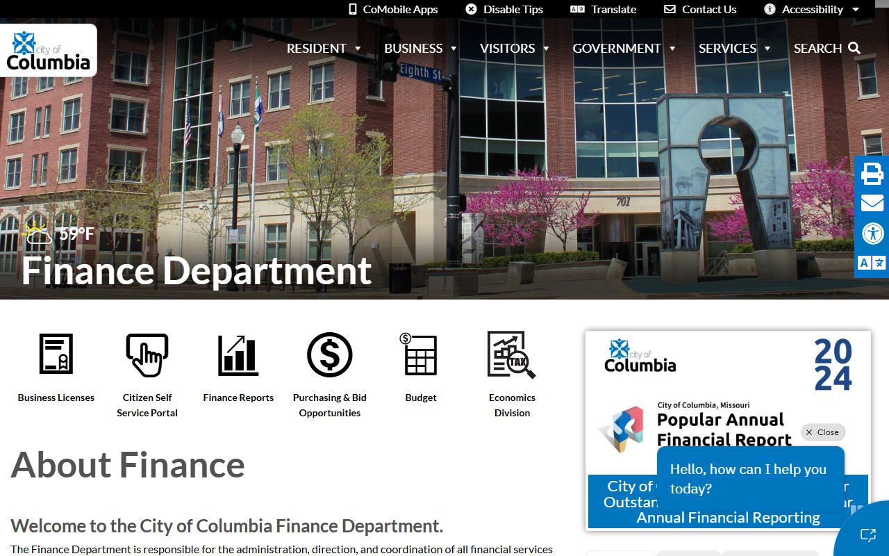 Columbia unclaimed money finance department page