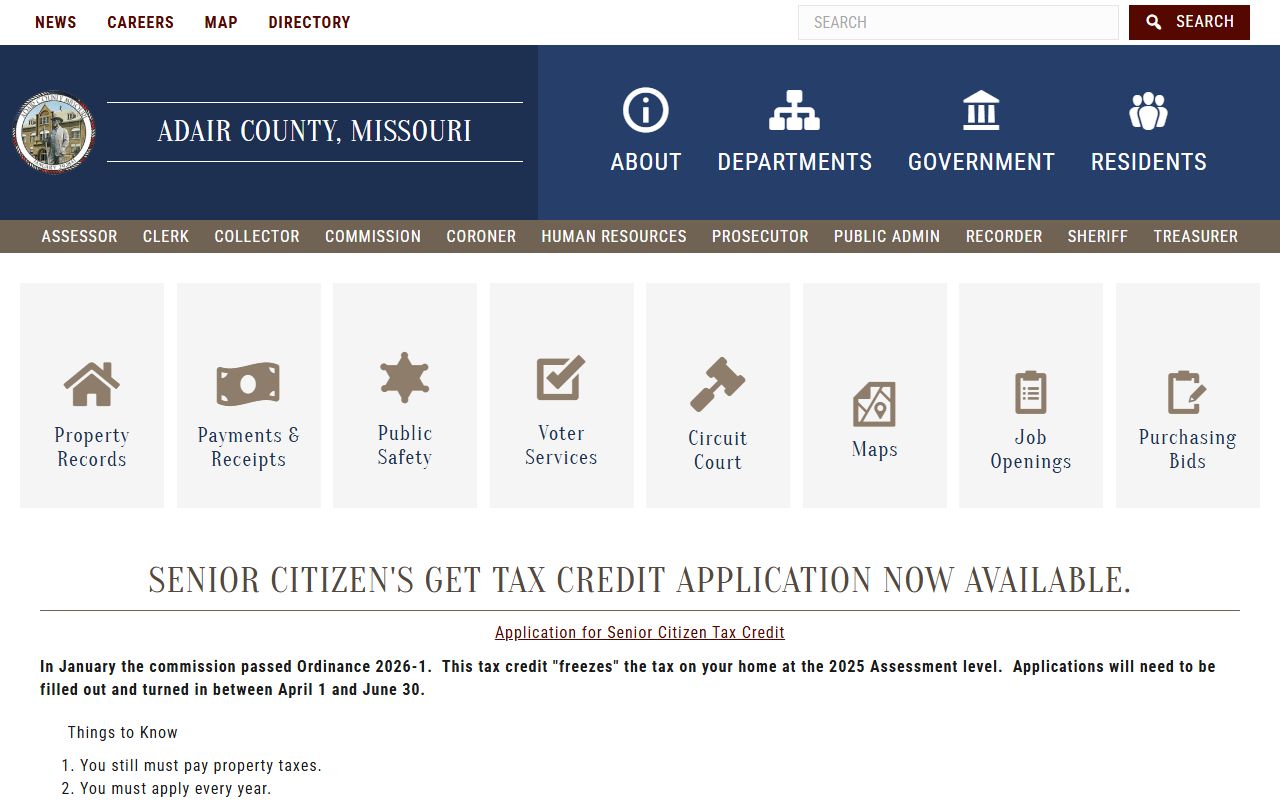 Adair County official website for unclaimed money searches