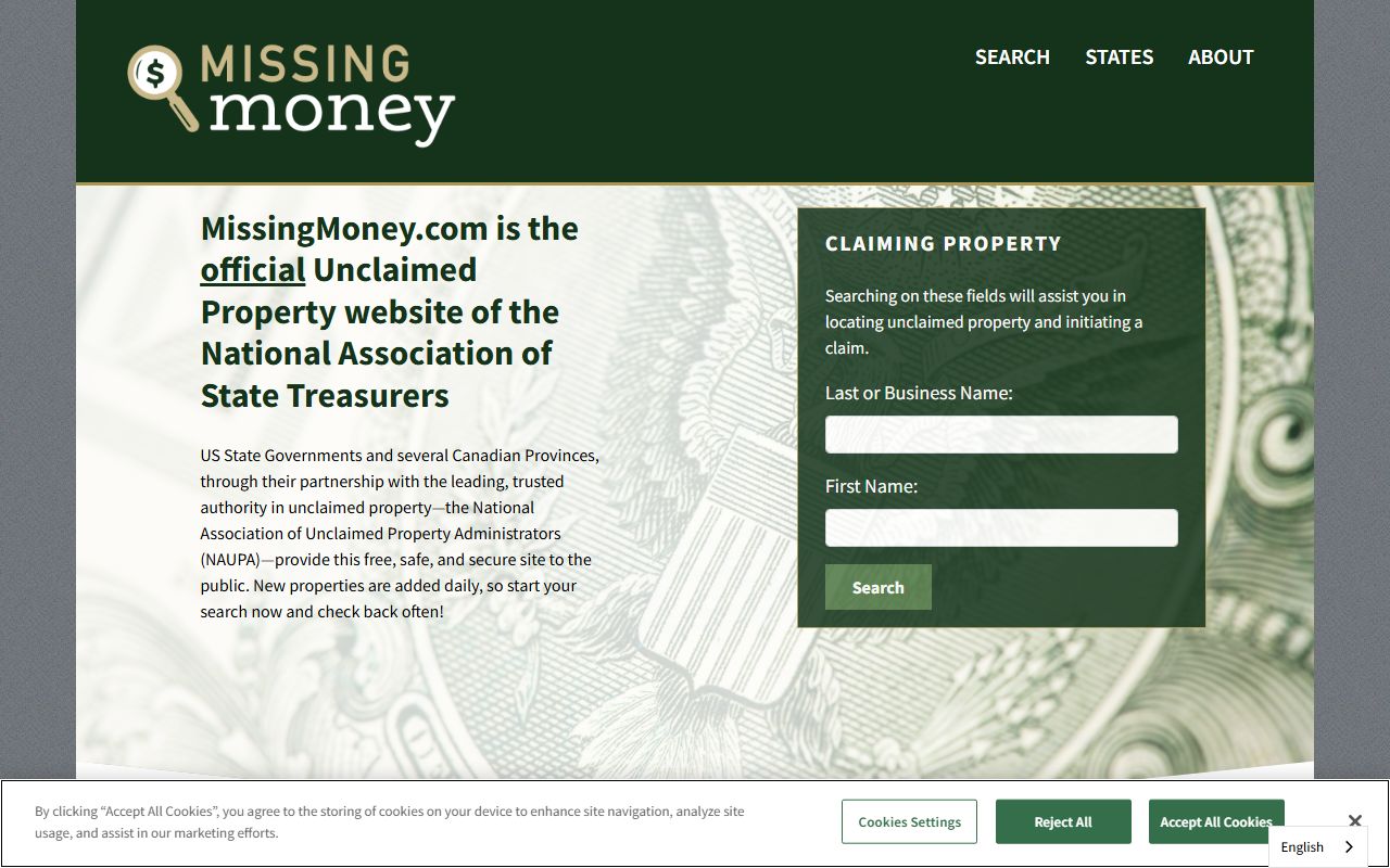 Missouri unclaimed money MissingMoney national database search
