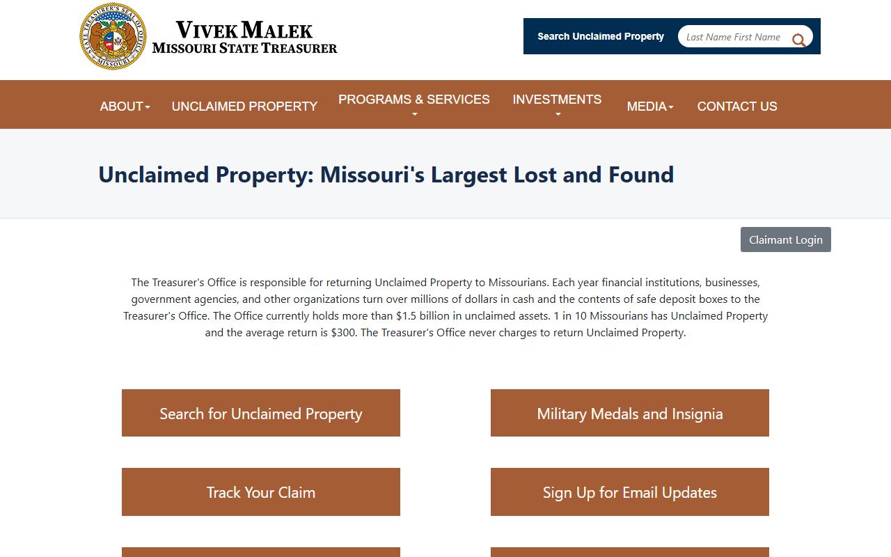 Missouri unclaimed money ShowMeMoney official search database